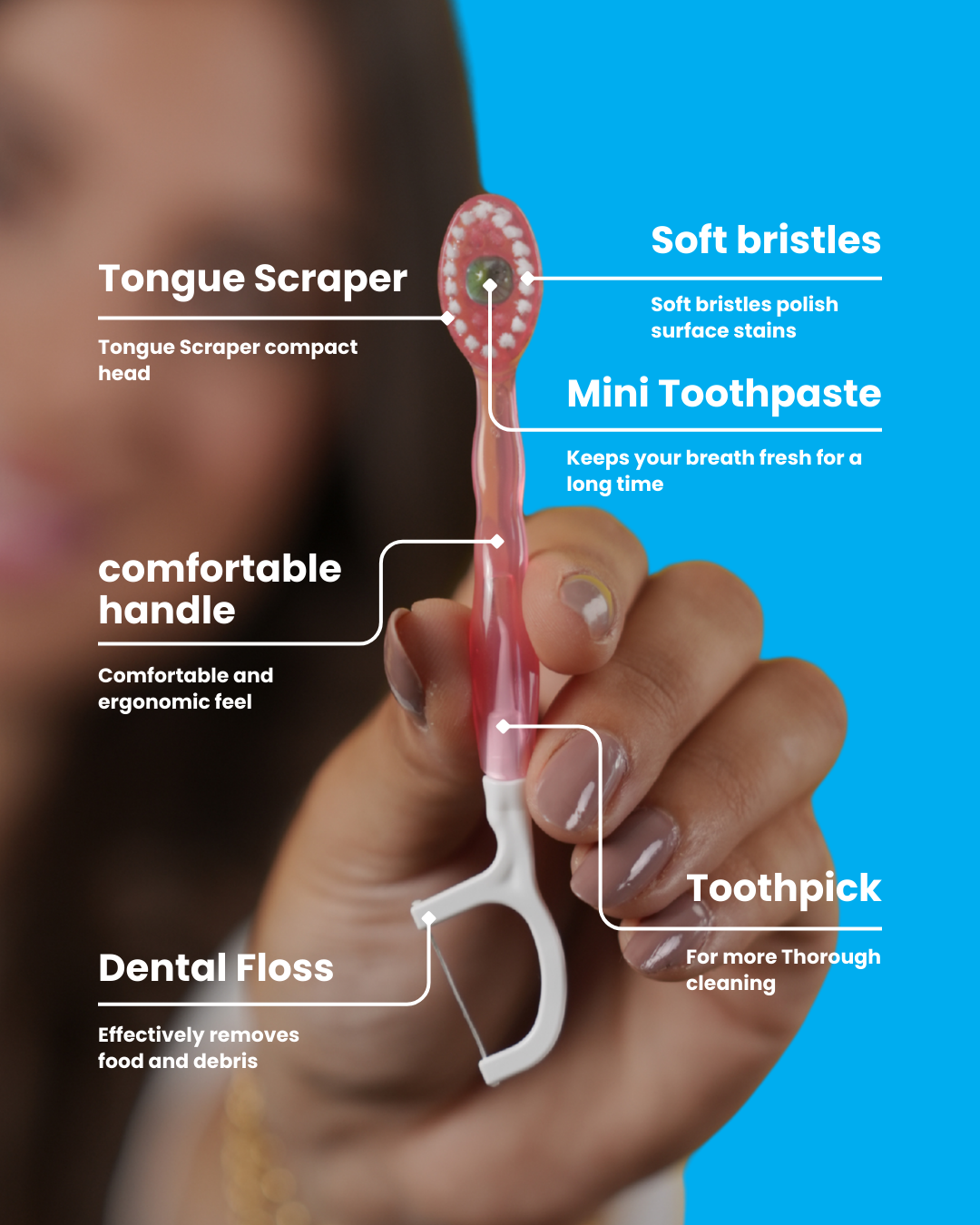 FreshPop 5-in-1 Disposable Toothbrush - Pack of 12